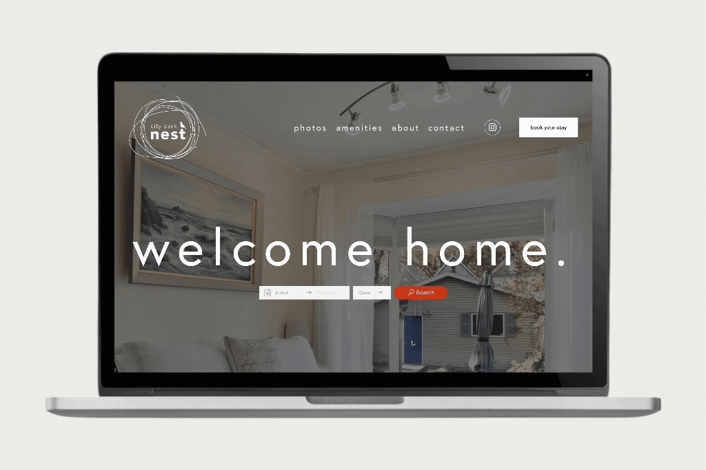 a preview of the city park nest direct booking website that Nicole designed